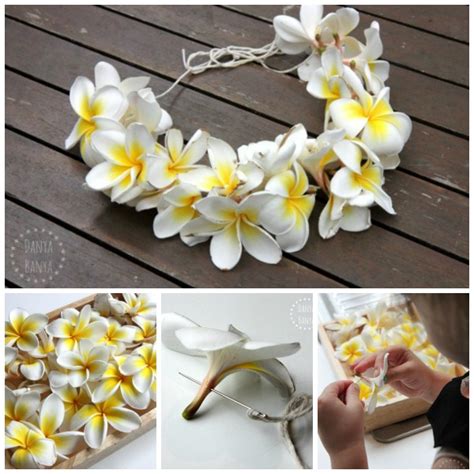 Click on image for a larger photo. How to make a Frangipani Lei - Danya Banya