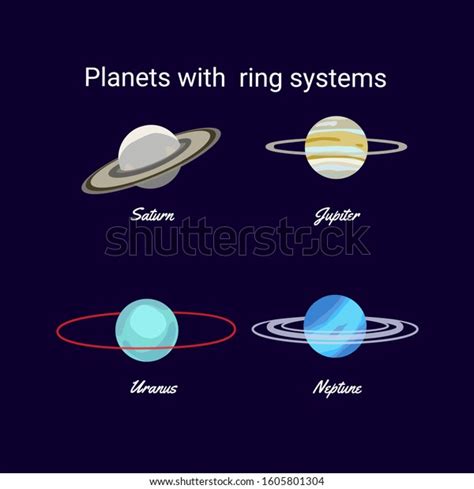 Planets Ring Saturn Jupiter Venus Neptune Stock Vector