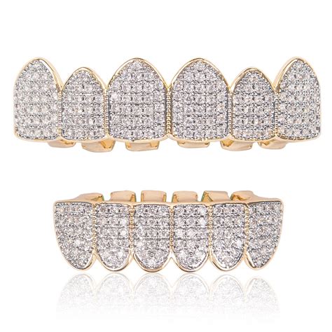 Details About Mens Fashion Gold Finish For Bottomtop Teeth Mouth Grillz With Holder And Box