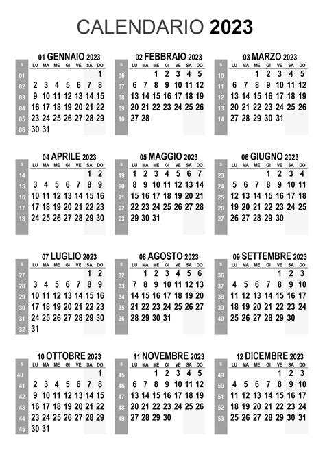 Calendario 2023 Annuale Calendariosu