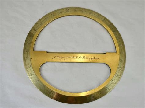 Mid 19th Century Full Circle Brass Protractor In Antique Barometers Etc
