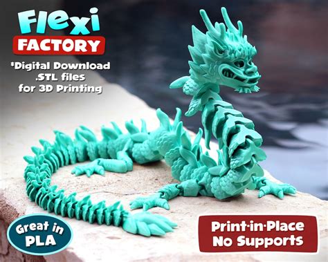 Flexi Print In Place Imperial Dragon Stl File For 3d Printing Etsy