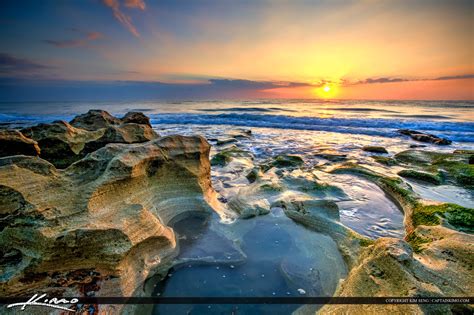 Sunrise Coral Rocks Carlin Park Jupiter Florida Hdr Photography By