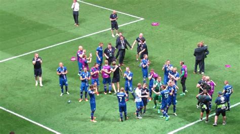 Iceland Fans And Players Celebrate After The Match Vs England Euro 2016 Youtube
