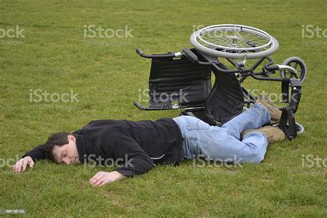 Man Fallen From His Wheelchair Stock Photo Download Image Now Adult