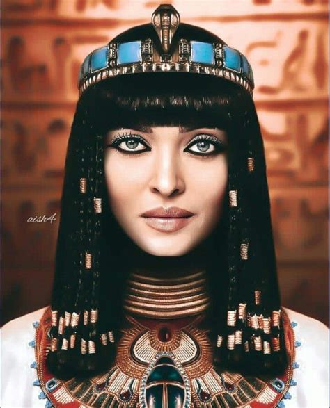 An Egyptian Woman With Long Black Hair And Blue Eyes Wearing A Large Headdress