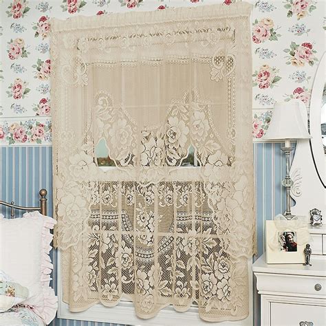 Heritage Lace Victorian Rose 30 Window Curtain Tier In Ecru In 2020 Victorian Curtains White