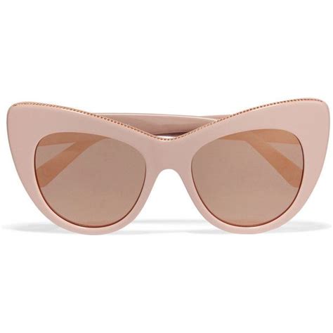 Stella Mccartney Cat Eye Chain Embellished Acetate Mirrored Sunglasses 250 Liked On Polyvore