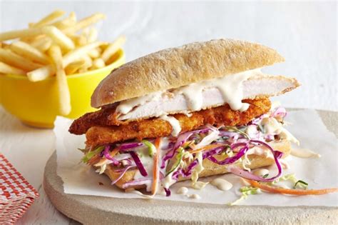 Health is wealth and these diabetes recipes are just what you need. Chicken Schnitzel Caesar Sandwich Recipe - Taste.com.au