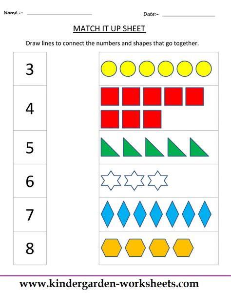 Kindergarten Worksheets Maths Worksheets Matching Worksheets