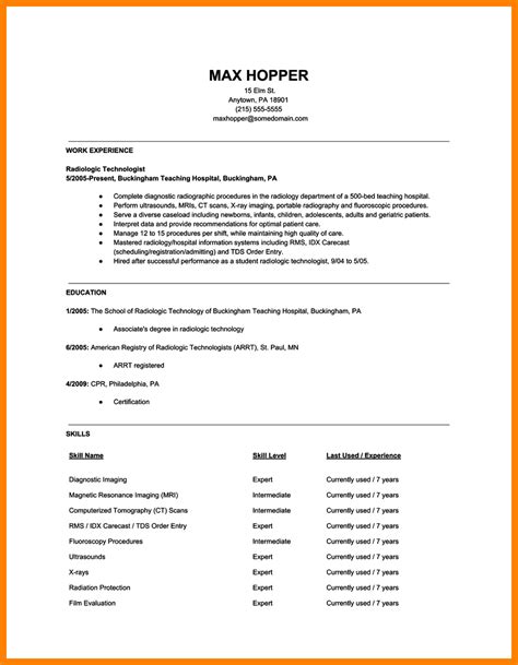 Why are your writing this letter? Radiologic Technician Resume