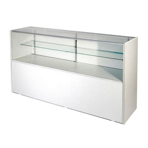 Retail Glass Display Case Half Vision White 4 Showcase