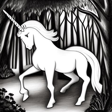 Unicorn Horse In Enchanted Forest · Creative Fabrica