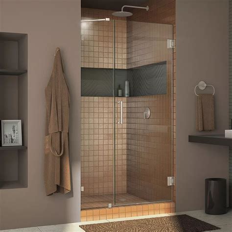 dreamline unidoor lux 40 inch x 72 inch frameless hinged shower door in brushed nickel the