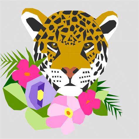 Floral Big Cats Jaguar Foundation Paper Piecing Pattern Etsy
