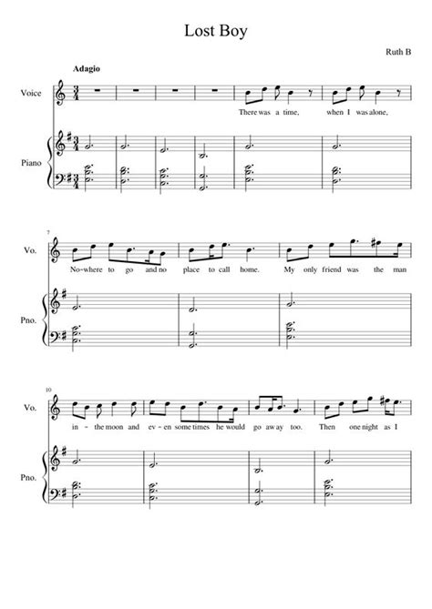 Easy clarinet songs for the beginning student. Lost Boy by Ruth B - Vocal and Piano | MuseScore | music ...