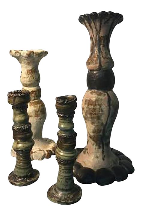Glazed Pottery Candlesticks From The 1970s Chairish