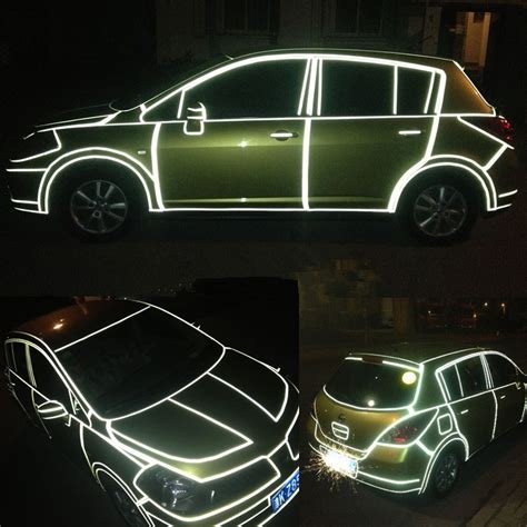 1cm 4600cm Super Reflective Car Strip 3m Luminous Car Stickers Body