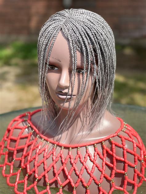 Braided Wig Lightweight Gray Wigmade As Pictured Etsy