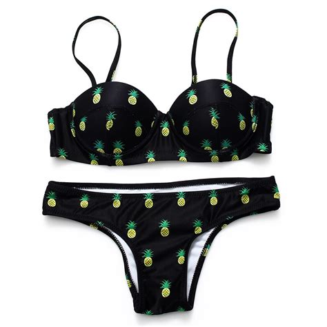 Jaberni Bikinis Set 2018 Sexy Bandeau Swimsuit Pineapple Print Women Swimwear Mujer Banadores