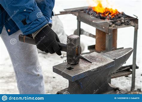 The Process Of Hand Forging Metal Stock Photo Image Of Fire Hand
