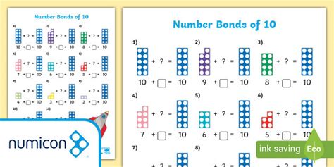 Numicon Shapes Number Bonds Of 10 Worksheet Ks1