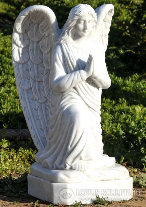 Heavenly White Marble 3 Foot Tall Kneeling Angel In Prayer Garden