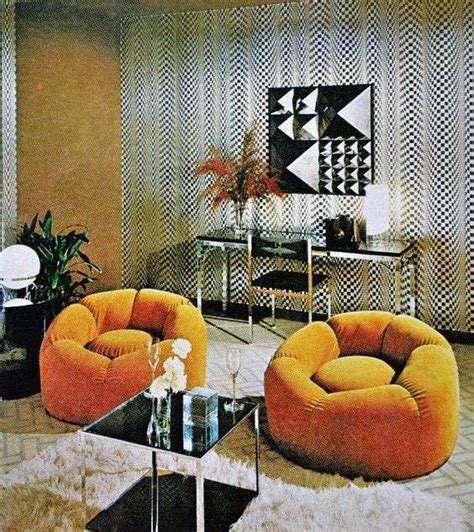 decoración de interiores estilo años setenta mejores ideas muebles de cristal y pufs de