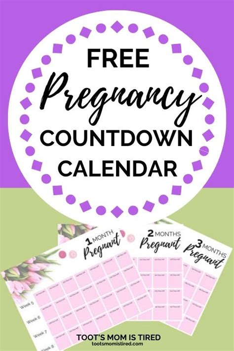 Free Pregnancy Countdown Calendar Printable Toots Mom Is Tired