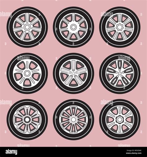 Car Wheel Icon Set Vector Illustration Stock Vector Image And Art Alamy