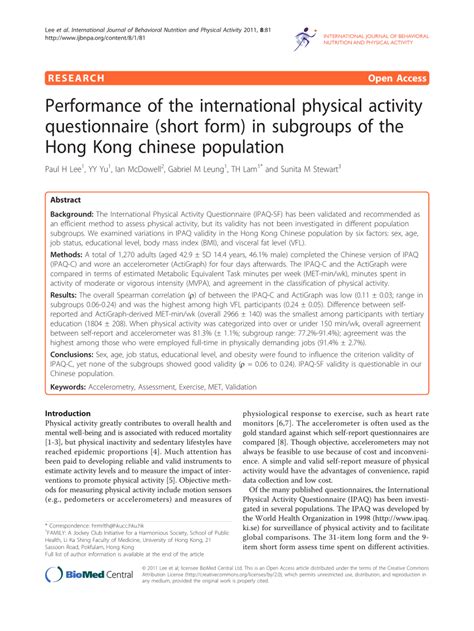 Uses of ipaq instruments 3. (PDF) Performance of the international physical activity ...