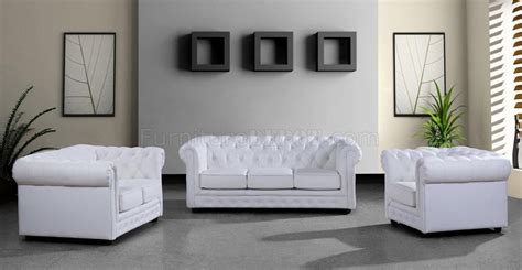 Paris 3 Sofa 3pc Set In White Half Leather By Vig