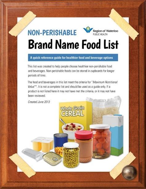 Brand Name Non Perishable Food List Region Of Waterloo Public