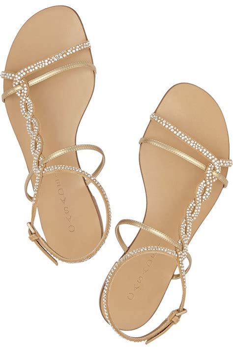 Casadei Crystal Embellished Metallic Leather Sandals 55 At The