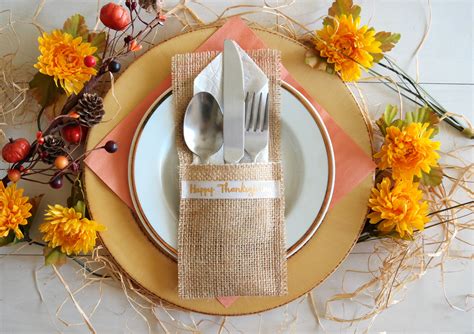 Thanksgiving Silverware Holder Burlap Cutlery Pocket Rustic Etsy