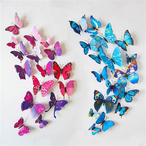 3d Blue Butterflies For Wall Art Decal Removable Home Decoration Diy
