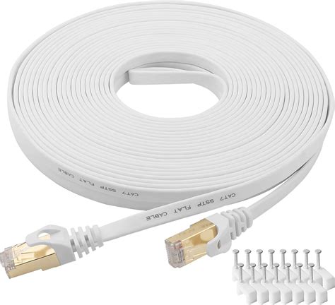 Buy Cat 7 Ethernet Cable 25 Ft White Flat Gigabit High Speed Gigabit