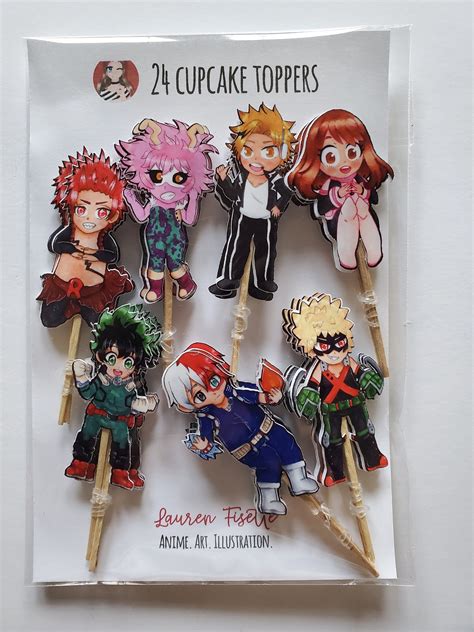 hero academia cupcake toppers bnha anime birthday party etsy   baby birthday party