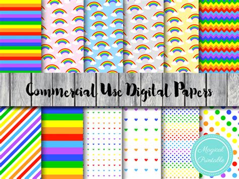 Rainbow Digital Papers Magical Printable