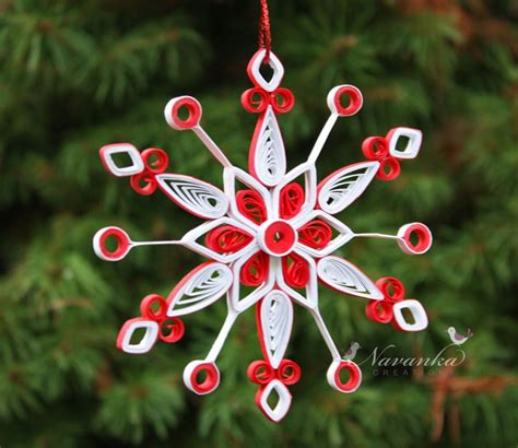 Paper Quilled Snowflake Ornament In Red And White In T Box Etsy