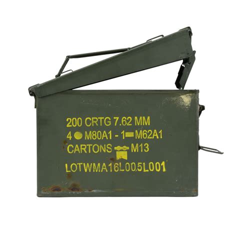 Genuine Ex Army Military Steel Cal Ammunition Box Ammo Storage Tool Man Box Collectable