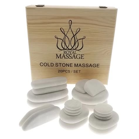 20pc massage marble cold stone therapy set w wooden case
