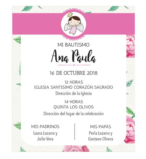 Invitación Bautizo Lola Personalizada Invitaciones Digitales