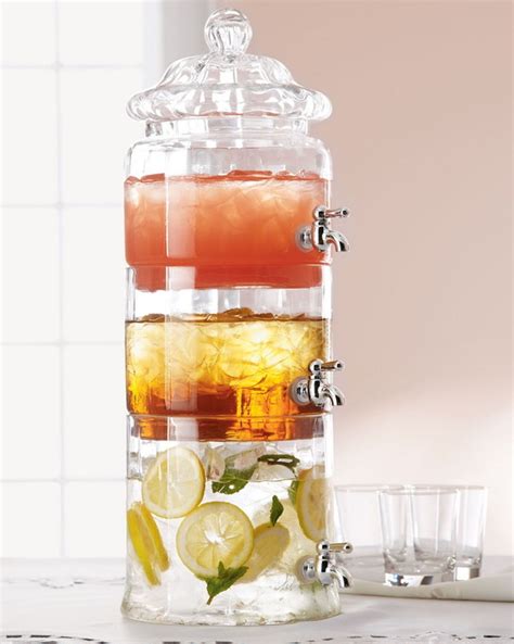 For A Summer Party A 3 Tier Stacked Glass Drink Dispenser Cool