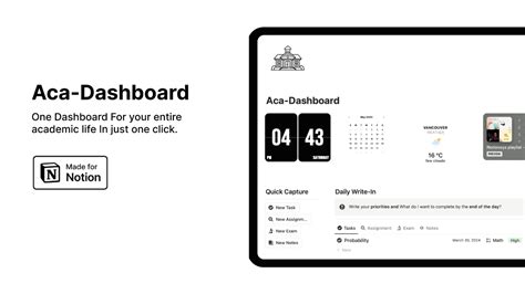 Acadashboard 2024: Notion Student OS - Student Template