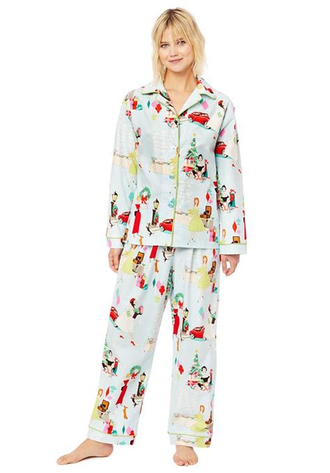 The Cats Pajamas Womens Glam For The Holidays Classic Flannel Pajama Set Flannel Pajama Sets