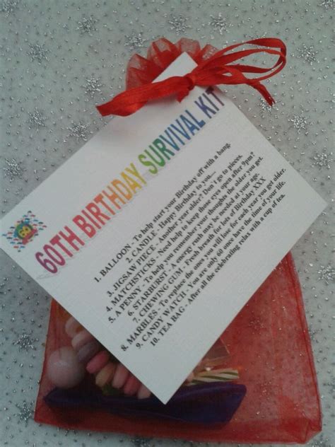 Check spelling or type a new query. 60TH BIRTHDAY Survival Kit Fun Unusual Novelty Present ...