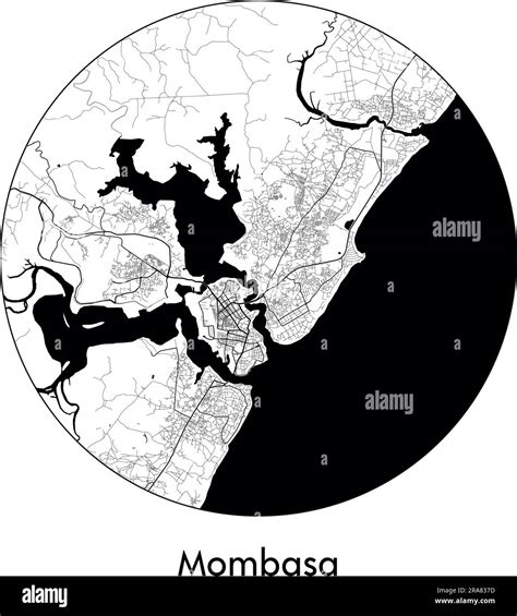 City Map Mombasa Kenya Africa Vector Illustration Black White Stock