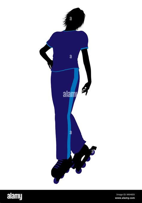 Female Roller Skater Illustration Silhouette On A White Background