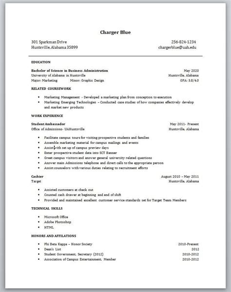 How to write a great cv with no work experience? Resume For Students With No Experience - planner template free